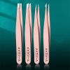 4 Sets of Pink Tweezers for Daily Cleaning of Eyebrows, Eyelashes and Whiskers